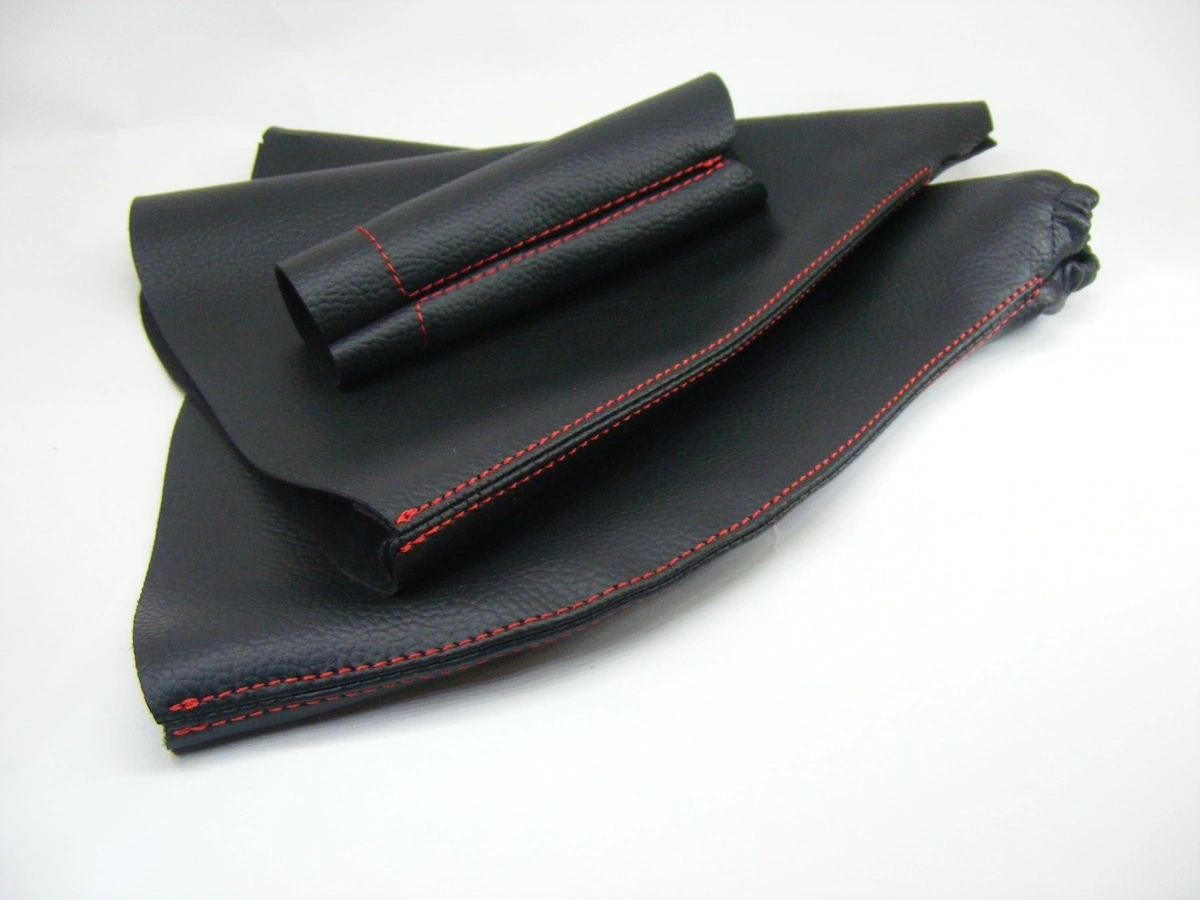 Renault Fluence / Megane 3 El Freni Körüğü, Vites Körüğü, El Freni Kolu Derisi Siyah Deri-kırmızı Dikişli Siyah