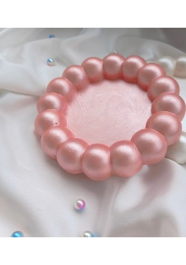 Pembe Sedefli Bubble Dekoratif Tabak Sunumluk Takı Tabağı