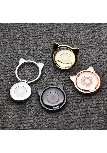 Symbee Gümüş Metal Kedi Kulaklı Çubuk Tutucu Telefon Tutucu 360 Döner Kartoon Arka Yapışkan Ev Kullanıma Uygun Kolay Kullanım