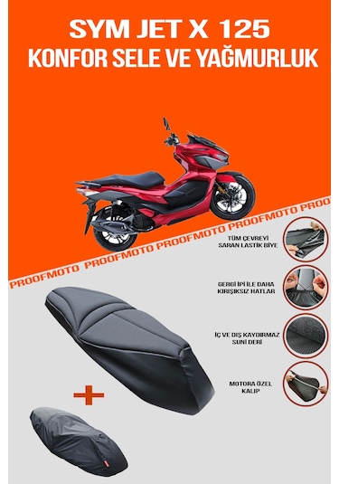 Sym Jet X 125 Uyumlu Konfor Sele Ve Yağmurluk Kılıf