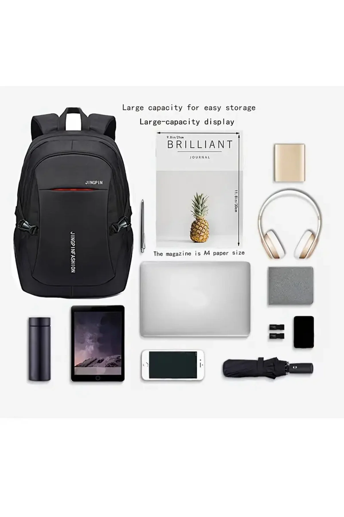 Sırt Çantası - Geniş İç Hacimli Okul & Seyahat İçin Günlük Sırt Çantası, Laptop Bölmeli Siyah