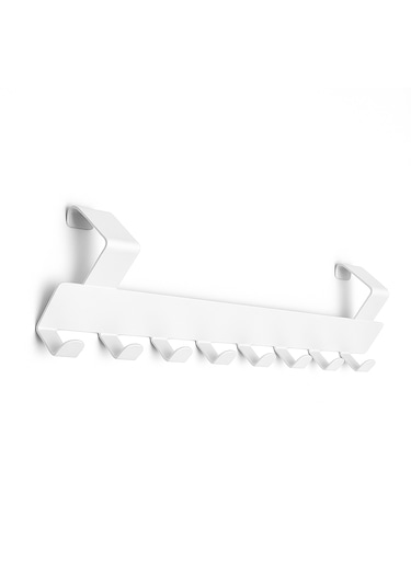 Lunoart Kapı Arkası Metal Askılık Siyah Kapı Askısı-40x4.6x9 Cm Beyaz