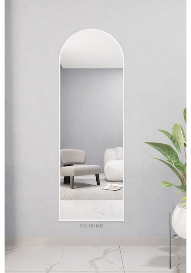 Dekoratif Ayna Oval Boy Ayna Duvar Aynası 180x60 Cm 180 X 60 Beyaz 18061806777 Beyaz