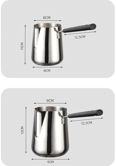 Tenfowee Paslanmaz Çelik Süt Isıtma Tenceresi, Ölçekli Ve Çikolata Eritme Fonksiyonlu, Uzun Saplı 600/1000ml Gümüş