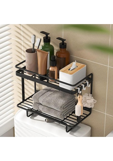 Suntek Magideal Tuvalet Rafı Üzerinde Raf Banyo Alanı 2-katlı-siyah Çok Renkli
