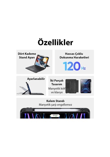 Dux Ducis iPad Uyumlu Pro 12.9 Dk Series Kablosuz Bluetooth Klavye Touc