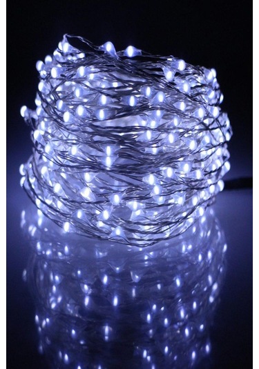 Pilli 5 Metre Atif Peri Led Beyaz Aydınlatma Süsleme Lambası Siyah