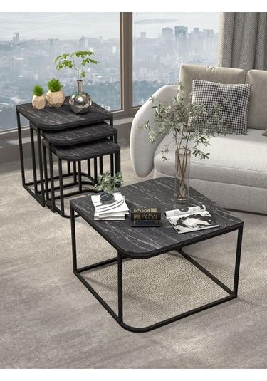 Orta Sehpa Ve Zigon Sehpa Damla Bendir Siyah