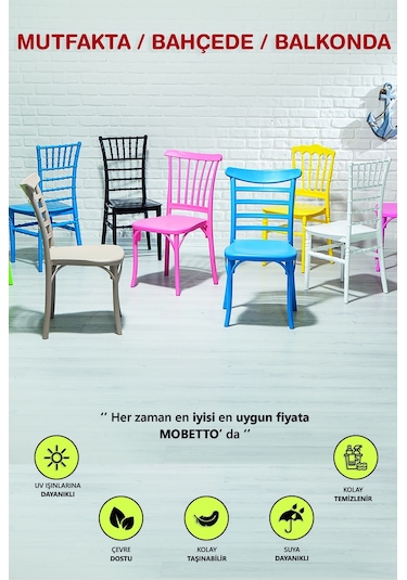 Violet Home Mutfak Sandalyesi 4 Adet Mavi