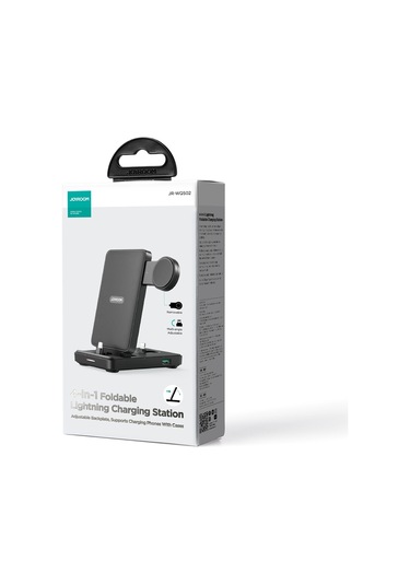 Joyroom Jr-wqs02 İphone Uyumlu / Airpods / Watch Serisi İçin 4'ü 1 Arada Kablosuz Şarj Standı Siyah