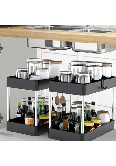 2 Katmanlı Lavabo Altı Depolama Organizatör Çok Amaçlı Raf Banyo Diğer