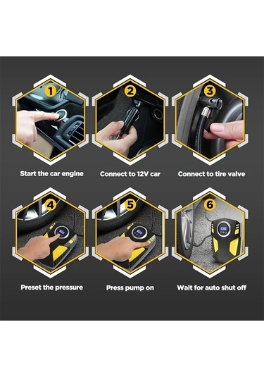 Challenger Zihinsel Dijital Ekranlı Siyah Dc12v Hava Pompası Otomatik Kapanış Aşırı Isınma Koruma