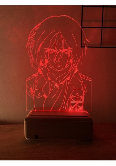 Mikasa Ackerman Attack On Titan 16 Renk Gece Lambası