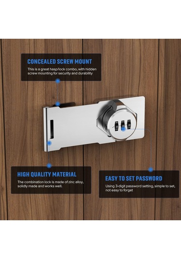 Aubyhe Güvenli Çift Kapılı Dolap Kilit Seti - 2 Adet Şifreli Kilit, Dosya Dolabı Ve Çekmeceler İçin Dayanıklı Metal Tasarım