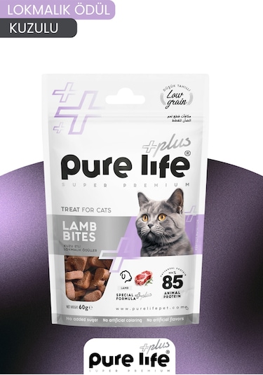 Purelife Plus Kuzu Eti Lokmalık Kedi Ödül Maması 60gr