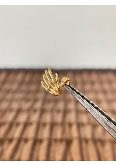 316 L Cerrahi Çelik İskelet El Modeli Dudak Kıkırdak Helix Tragus Piercingi Altın
