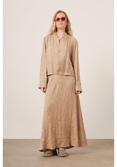 Ftz Women Kadın Kraş Etekli Takım Vizon 31171 Vizon