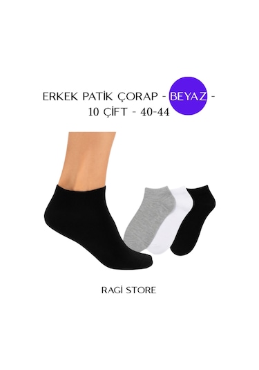 11 Çift Erkek Patik Beyaz Casual Çorap Beyaz