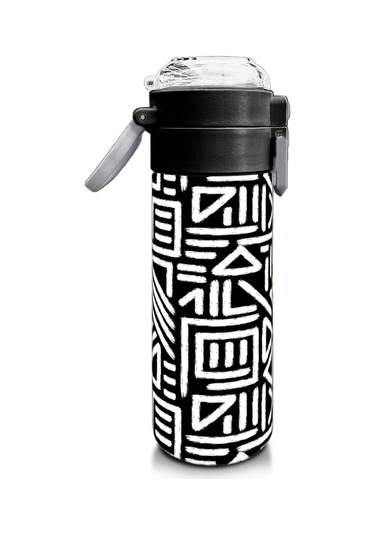 Coral High Kids Siyah Beyaz Geometrik Desenli Pipetli Ve Direkt İçim Çelik Termos 500 Ml 31882 Beyaz - Gri