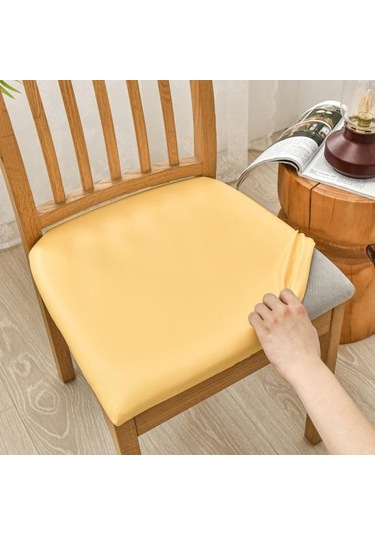 Sandalye Kılıfı Su Geçirmez Yüksek Elastikiyet Suni Deri Kaymaz Kolay Kurulum Koltuk Koruyucu Gri