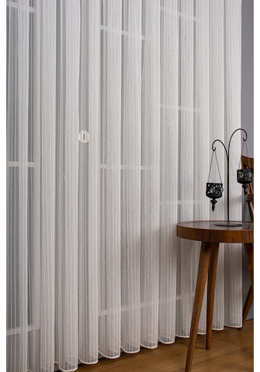 Tek Makarna Simli Armür Düz Tül Perde