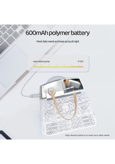 Createtech Şarj Edilebilir Mavi Masaüstü Küçük Kristal Nemlendirici Ve Aroma Aydınlatma Çantası, Ortam Aydınlatma Mm