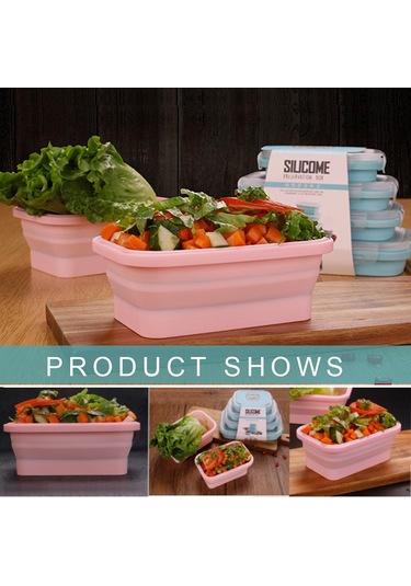 Aubyhe 3'lü Silikon Yemek Kutusu Seti - Katlanabilir, Leakproof Kapağı İle Sağlıklı Yemek Taşıma Mavi MAvi