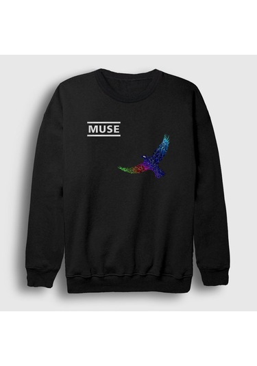 Presmono Unisex Resistance Bird Muse Sweatshirt Siyah