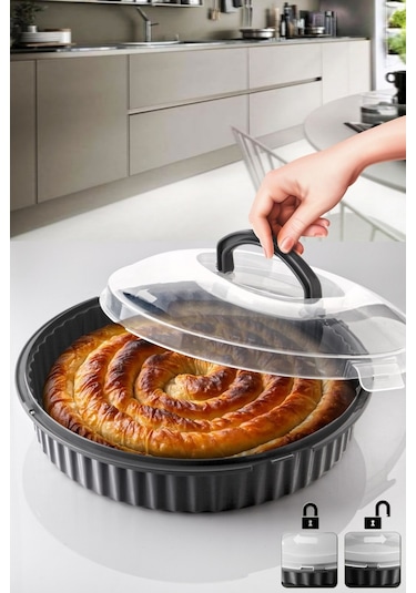 KitchenLife Pasta Kek Börek Taşıma Kabı Çok Amaçlı Saklama Kutusu - 3800 Ml - Saklama Kabı
