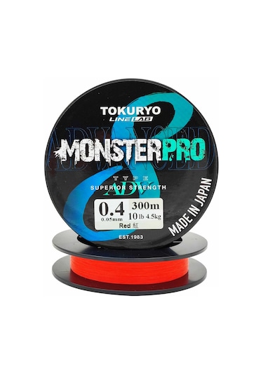 TOKURYO LINE LAB MONSTERPRO X8 0.4pe 0.05mm 10Ib 4.5kg Red 300mt