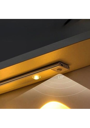 Slim Led Kabin Armatürü Hareket Sensörlü Dekoratif Gece Lambası Usb Şarjlı Aydınlatma 40 Cm Siyah 3w Siyah