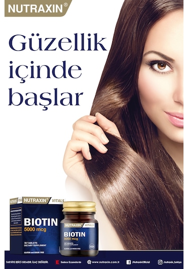 Nutraxin Biotin 5000 Mcg 30 Tablet Saç ve Tırnak Vitamini