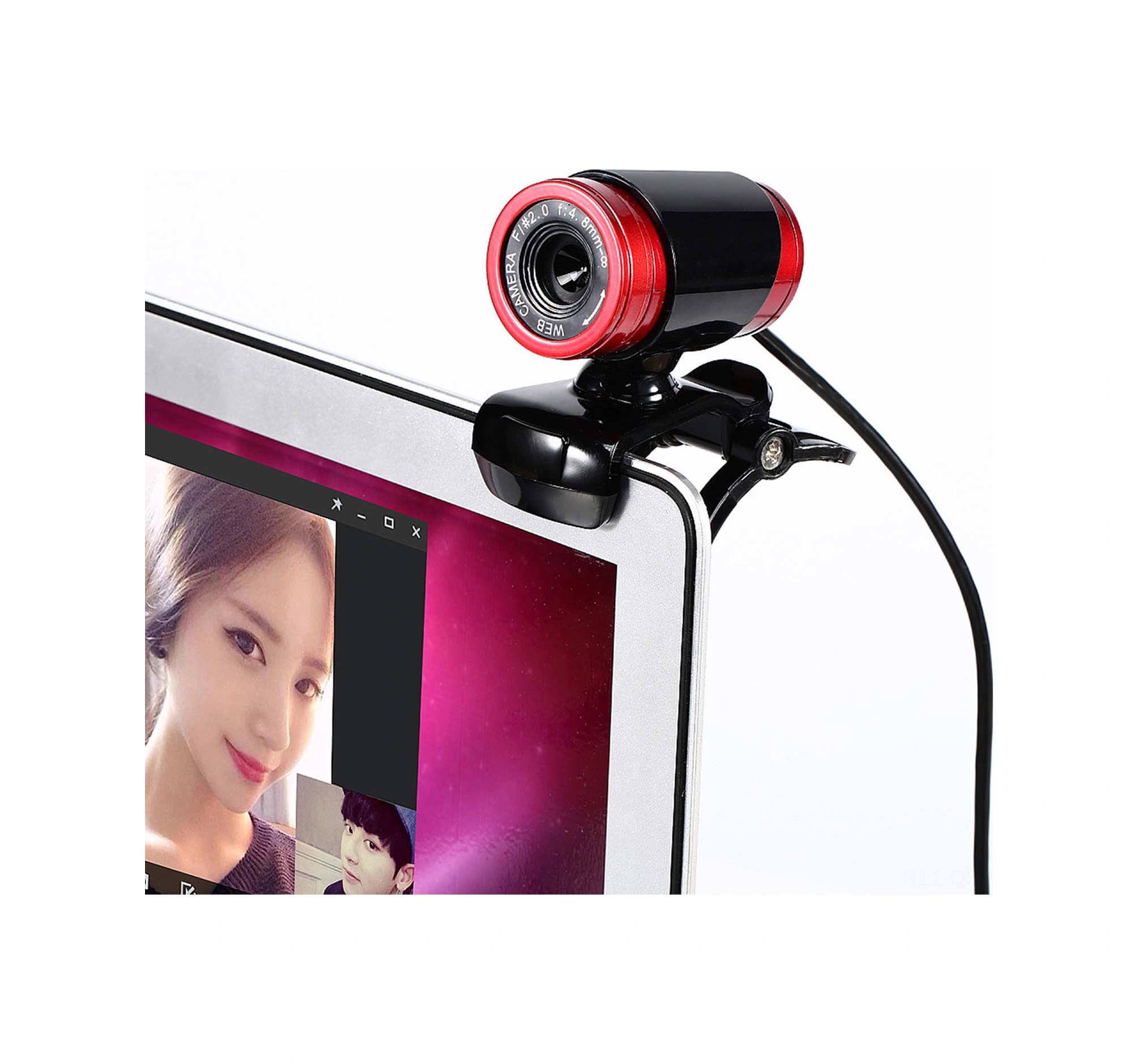 Qingmipy Usb 2.0 Siyah-kırmızı Web Kamerası - 300.000 Piksel, Gürültü Engelleyici Mikrofon, 360 Dönebilen, Otomatik Beyaz Denge, Masaüstü Ve Dizüstü Bilgisayarla Uyumlu