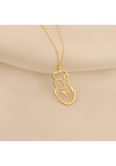 Dkmn Gümüş Anne ve Çocuk Kolye 925 Ayar Kadın Gümüş Kolye Anneler Günü Hediy