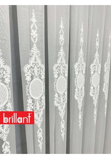 Ayna Gümüş Gri İşlemeli 3 Kat Pileli Ütü İstemez Salon Tül Perde Byz