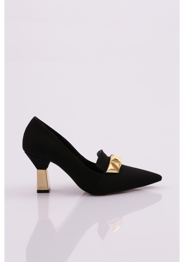 Dgn 30905 Kadin Üçgen Taşli Topuklu Ayakkabi 30905-1710-R11307 Siyah