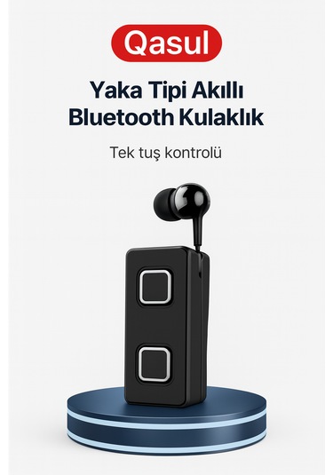 Qasul B331 Makaralı Tekli Yaka Tipi Dahili Mikrofonlu Bluetooth  Kulaklık
