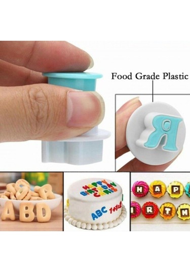 Basmalı Alfabe Set Büyük Harf Enjektörlü Kopat Şeker Hamuru Kalıbı 26 Parça Goldcakes