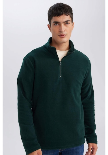 DeFacto Yeşil Tüylenme Yapmayan Soğuk Geçirmez Regular Fit Dik Yaka Fermuarlı Polar Sweatshirt Y3996AZNSGN245 DeFacto Yeşil Tüylenme Yapmayan Soğuk Geçirmez Regular Fit Dik Yaka Fermuarlı Polar Sweatshirt Y3996AZNSGN245