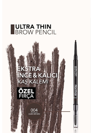 Flormar Kaş Kalemi & Fırçası - Ultra Thin Brow Pencil - 004 Dark Brown - 8690604572137