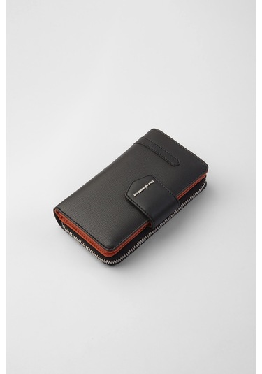 Cengiz Pakel Kadın Orta Boy Cüzdan 65256M Siyah-Kiremit-Siyah
