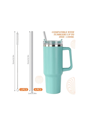 31 Cm Ekstra Uzun Paslanmaz Çelik Pipet Seti 3 Parça Eğri + Dü Çok Renkli