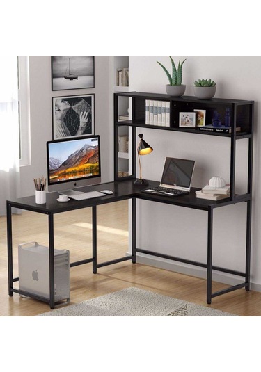 Zizuva Zizuva Tasarım Siyah Ev Ofis Bilgisayar Oyuncu Raflı Metal Köşe