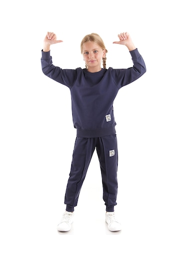 Ahengim Kız Çocuk Back To School Pamuklu Trend Eşofman Takımı Ak2529 Füme