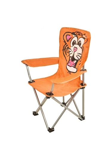 Kpm Katlanır Kaplan Desenli Çocuk Kamp Sandalyesi - Turuncu Turuncu