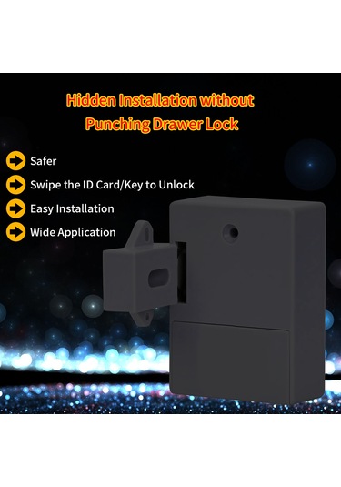 Akıllı Sensörlü Dolap Kilidi Yapışkan Gizli Çekmece Kilidi Ayakkabı Dolabı Gardırop Banyo İndüktif Dijital Kilit Çift Açılan Kapı İçin Siyah T3