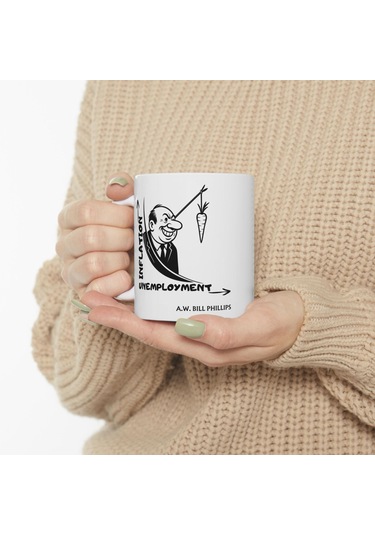 Enflasyon Ve İşsizlik Eğrisi Kupa A.w. Bill Tasarımlı Mizah Ve Ekonomi Hediyesi Beyaz