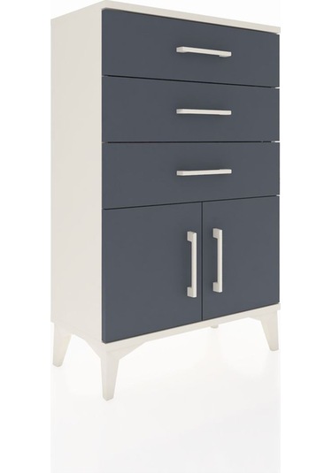 Arges Komodin 3 Çekmeceli 2 Kapaklı 60x30x96 Aytaşı-antrasit Aytaşı