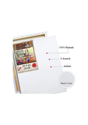 Guaj Boya Hobi Boyama Seti 35 x 50 CM Tuval 12li Guaj Boya Tüp Resim Paleti ve Fırça Seti 6lı Çok Renkli