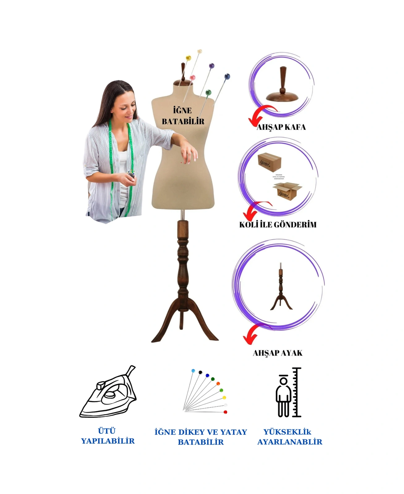 44 Beden Full Iğne Batabilen Terzi Mankeni Prova Mankeni Vitrin Mankeni Po-01 6841